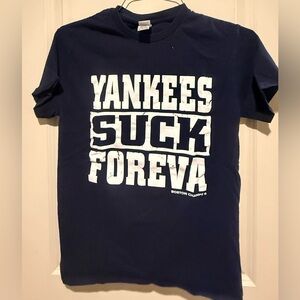 Yankees Suck Foreva Boston Champz Short Sleeve Navy T-Shirt Sz Men’s S